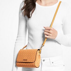Michael Kors ORANGE SIGNATURE MEDIUM LOGO CONVERTIBLE CROSSBODY BAG